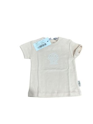 Футболка для малышей, рисунок ракушка, цвет бежевый