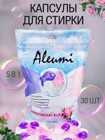 CN/ Aleumi Жидкое средство для стирки в капсулах 5в1, 3 камеры 15гр, ROSE, 30шт/пакет