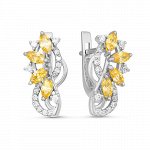 Серебряные серьги с фианитами желтого цвета 004