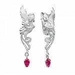Серебряные серьги &quot;Райские птицы&quot; с разноцветными фианитами 919
