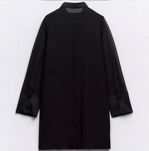 КОРОТКОЕ ПЛАТЬЕ С ДЕТАЛЯМИ ИЗ КОНТРАСТНОЙ ПОЛУПРОЗРАЧНОЙ ТКАНИ арт. 9878276, черный