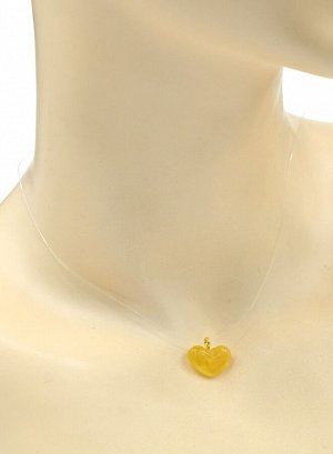 Кулон сердце из янтаря 16*10мм на леске цв.медово-молочный, 43см