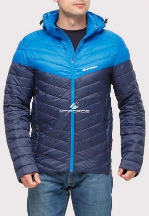 Мужская осенняя весенняя спортивная куртка стеганная темно-синего цвета