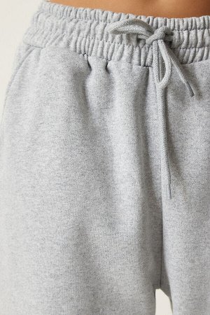 Женские серые многоярусные вязаные спортивные штаны DZ00109