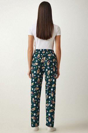 Женские трикотажные пижамные штаны с мягкой текстурой и рисунком CE00089