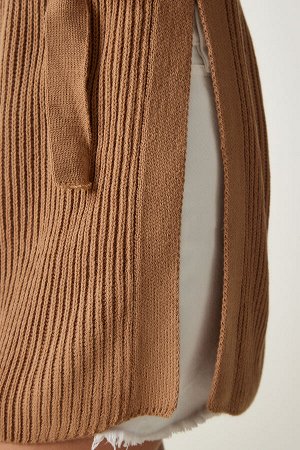happinessistanbul Женская бисквитная водолазка с поясом и трикотажным свитером CI00099