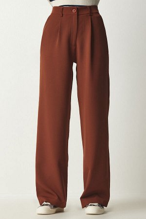 Женские тканые брюки со складками в плитку UB00188