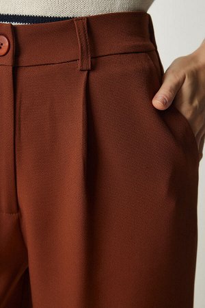Женские тканые брюки со складками в плитку UB00188