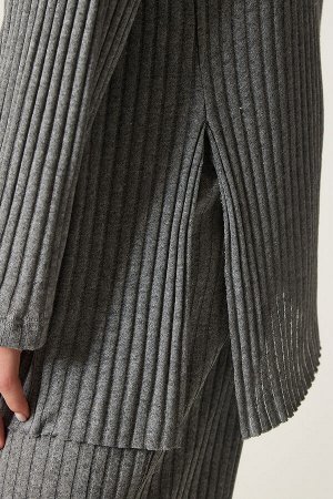 Женский комплект из трикотажной блузки и брюк дымчатого цвета OW00008