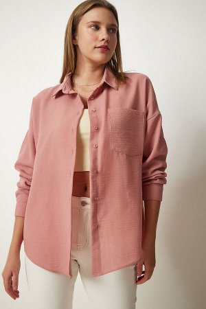 Женская льняная рубашка оверсайз Dusty Rose Airobin DD01222