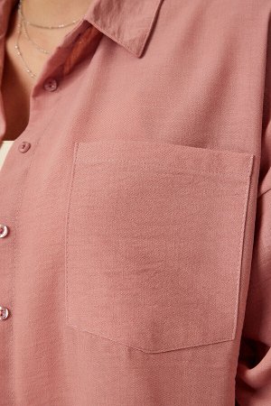 Женская льняная рубашка оверсайз Dusty Rose Airobin DD01222