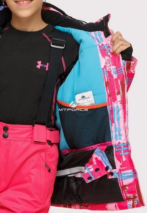 Подростковая для девочки зимняя горнолыжная куртка розового цвета