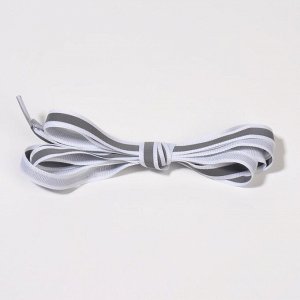 СИМА-ЛЕНД Шнурки для обуви, пара, плоские, со светоотражающей полосой, 10 мм, 110 см, цвет белый