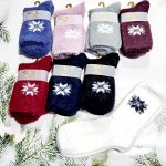Женские пушистые носки из меха норки Снежинки