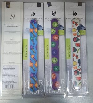 LEI 703100 Пилка Lei KOR05 шлифовальная для ногтей прямая с рисунком ассорти