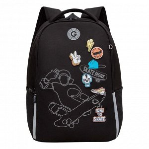 Рюкзак школьный черный легкий с жесткой спинкой, двумя отделениями, для мальчика