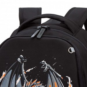 Рюкзак школьный GRIZZLY легкий с жесткой спинкой, двумя отделениями, для мальчика