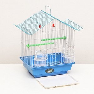 Клетка для птиц укомплектованная Bd-1/1d, 30 х 23 х 39 см, голубая