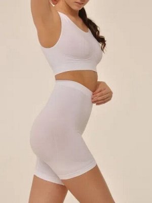 Моделирующие трусы шорты панталоны с высокой посадкой и эффектом «пуш-ап». Bianco (белый) цвет