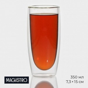 Стакан Magistro «Поль. Дуо», 350 мл, 7.3x15 см, с двойными стенками, стекло, прозрачный