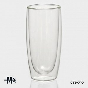 Стакан Magistro «Поль. Дуо», 350 мл, 7.3x15 см, с двойными стенками, стекло, прозрачный
