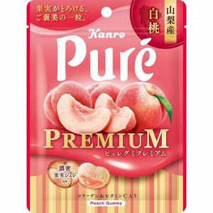 Kanro Pure Premium Жевательный мармелад, персик, 54 гр
