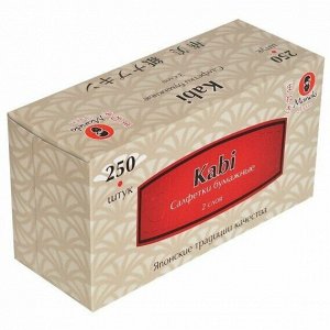 Салфетки бумажные Maneki Kabi 2 слоя, белые, 250 шт./коробка