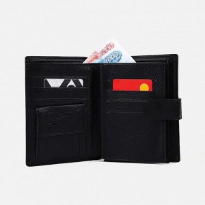 Обложка для документов 3 в 1: автодокументы, паспорт, купюры, цвет чёрный