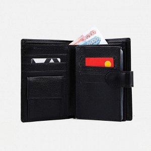 Обложка для документов 3 в 1: автодокументы, паспорт, купюры, цвет чёрный