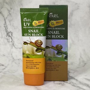 Солнцезащитный крем для лица и тела с муцином улитки Ekel Soothing & Moisture Snail Sun Block SPF 50/ PA+++, 70 мл