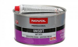 Шпатлевка с отвердителем, мягкая для различных поверхностей, банка, UNISOFT, Novol, 2 кг