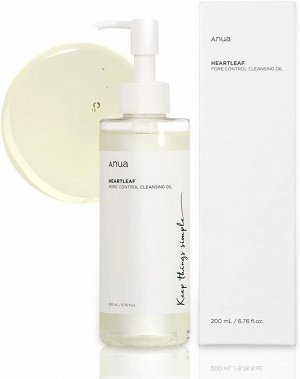 Гидрофильное масло для глубокого очищения пор, ANUA Heartleaf Pore Control Cleansing Oil, 200мл