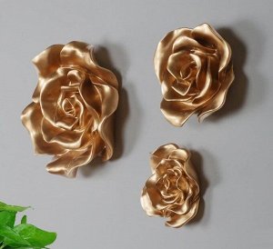 Панно  Цветы розы Tender 3пр золото иск камень