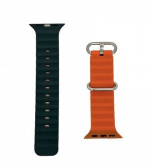 Ремешок Watch Series 38mm/40mm double color sea silicone оранжевый-зеленый #3