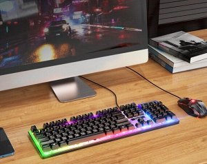 Проводной набор (клавиатура+мышь) Hoco GM18 Luminous gaming, черный, RU