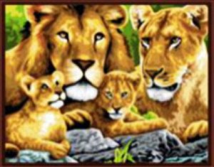 GX6047 Семья львов.Роспись по холсту(картина по номерам 4