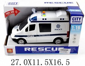 WY590B Полицейская машина микроавтобус (свет,звук) в коробке