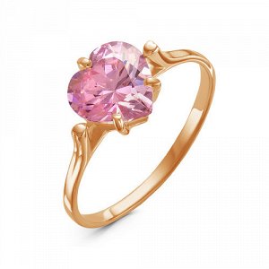 Позолоченное кольцо с розовым фианитом 943-п