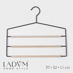 Плечики - вешалки для брюк и юбок многоуровневые LaDо́m Laconique, 37x31,5x1,1 см, цвет чёрный