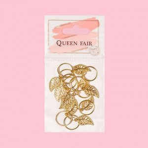 Queen fair Пирсинг для волос «Листья», 3,5 × 1 см, 10 шт, цвет золотистый