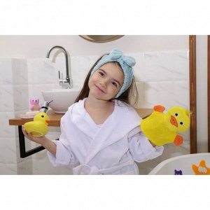 Мочалка варежка детская Доляна «Уточка», для купания, 21 см