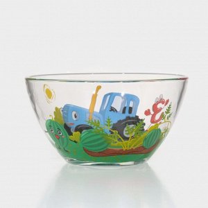 Набор стеклянной посуды «Синий трактор. Цифры», 3 предмета: кружка 250 мл, тарелка 19,5 см, салатник 12,8 см