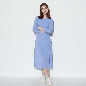 UNIQLO - расклешенное платье в рубчик - 62 BLUE
