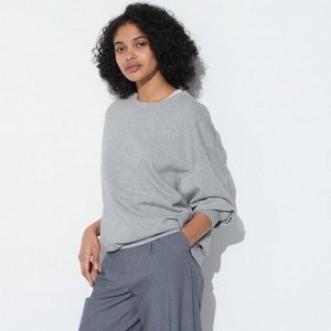 UNIQLO - толстовка с круглым вырезом с длинными рукавами - 03 GRAY