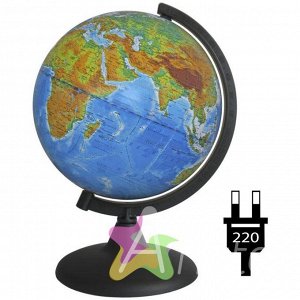 Глобус физико-политический 21см с подсветкой на круглой подставке: 10093 штр.: 4607068860568