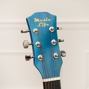 СИМА-ЛЕНД Гитара акустическая, цвет синий, 97см, с вырезом