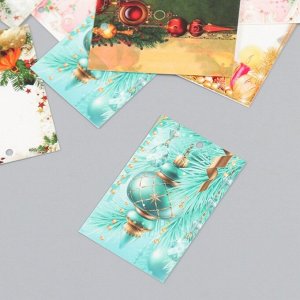 Бирка картон "Новый год" набор 10 шт (5 видов) 4х6 см