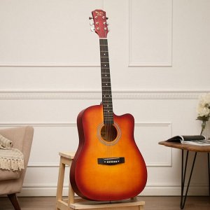 Гитара акустическая, цвет санберст, 104см, с вырезом