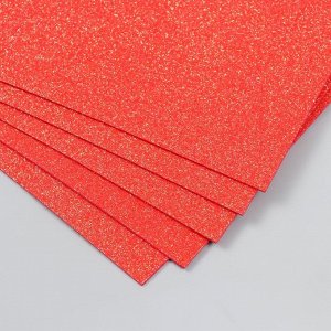 Фоамиран "Красный апельсин блеск" 2 мм формат А4 набор 5 листов