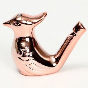 Свистулька керамическая птичка «Розовое золото»